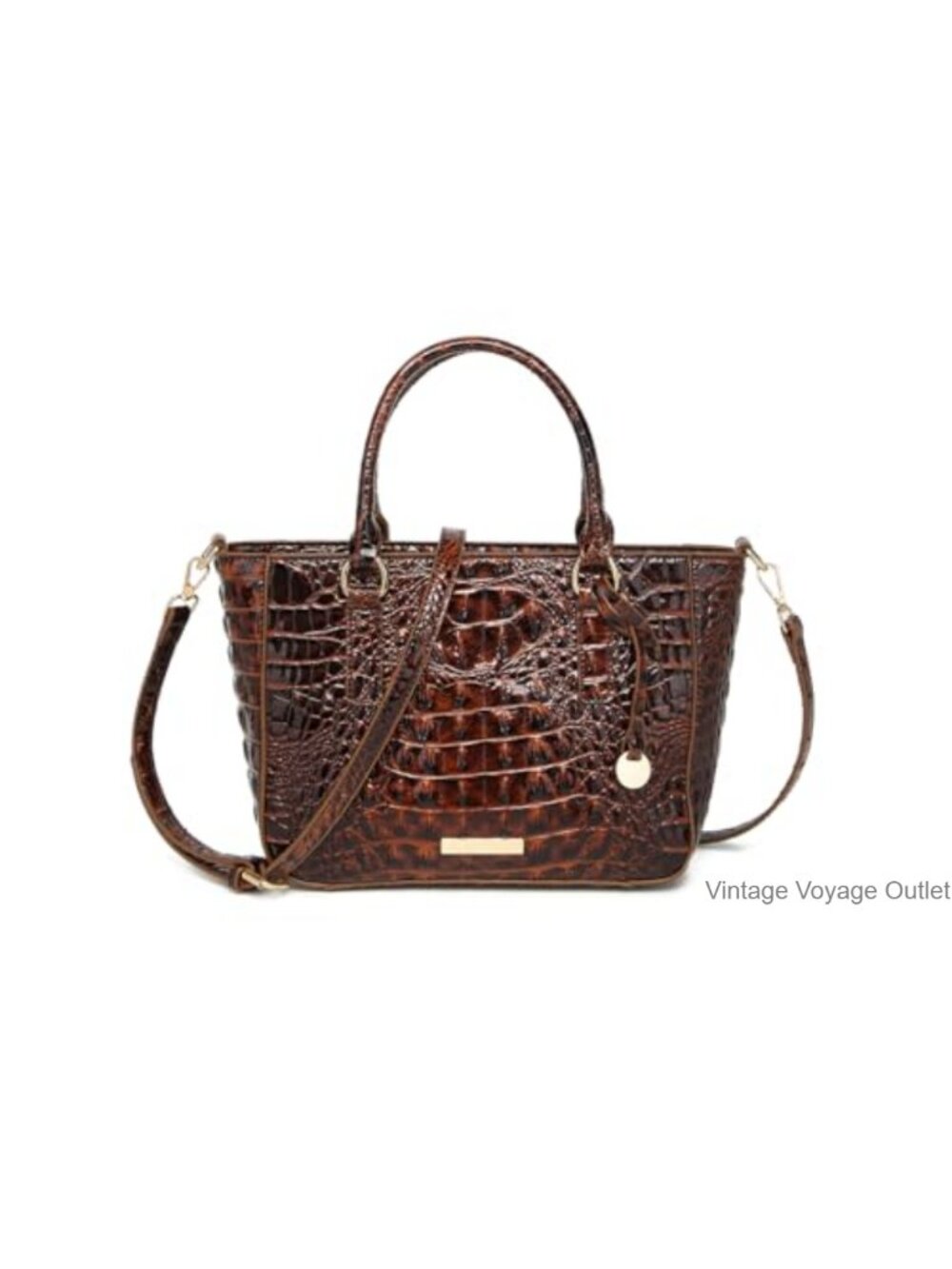 Croc Embossed Leather Tote Satchel Crossbody Work Bag Zip